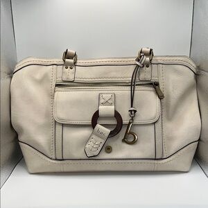 Closet clean out!  BOC Ivory Shoulder Bag with Dark Brown Details